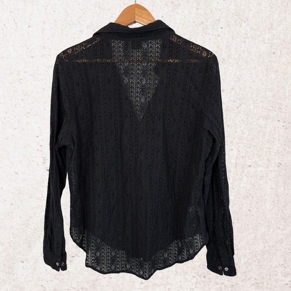 Cruel Girl Black Ribbed Notched Collar Button Down Shirt - Picture 2 of 4